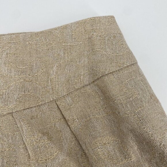 MICHAEL KORS SIZE 10 LINEN BLEND GOLD BEIGE  MINI SKIRT METALLIC ACCENTS - Picture 9 of 10
